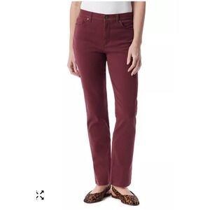 Gloria Vanderbilt Amanda Straight Jeans Womens 12 Burgundy High Rise Stretch NWT